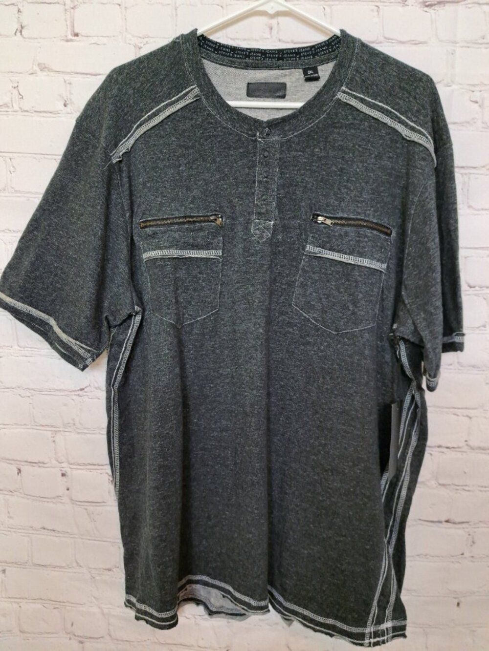 Steve's Jeans NEW 100% Cotton Henley Knit T Shirt Size 2XL